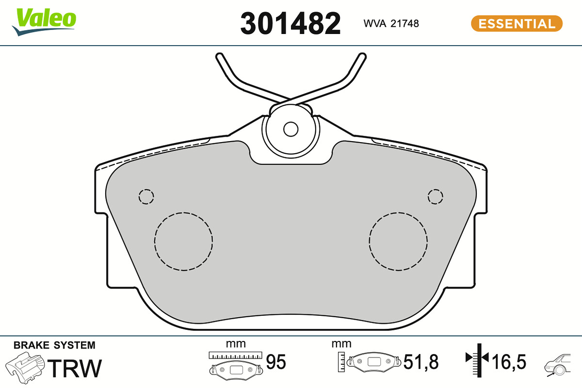 Jeu de 4 plaquettes de frein VALEO ref. 301482